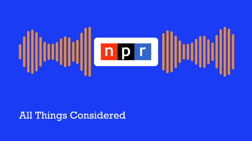 The NPR mark in an audio waveform, captioned All Things Considered